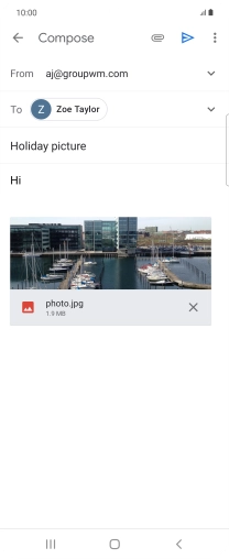 Press the send icon when you've finished your email.