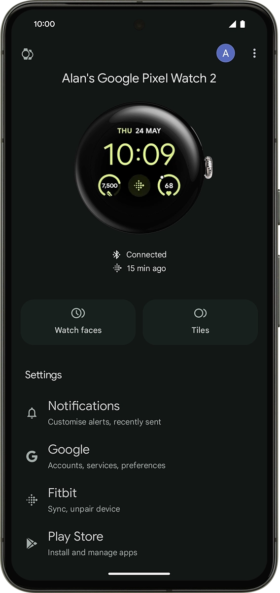 On your phone: When this screen is displayed, your smartwatch is activated and synchronised with your phone.