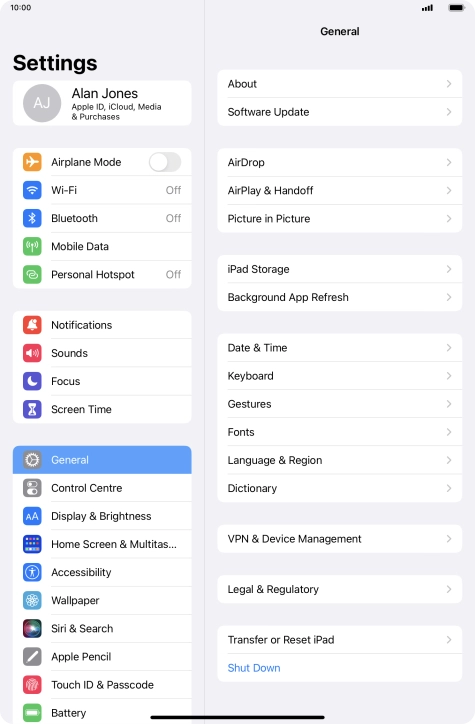 Press Mobile Data.