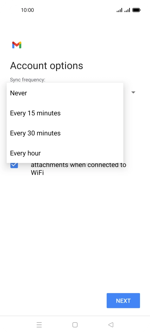 Press the required setting.