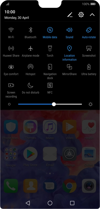 Press Mobile data to turn the function on or off.
