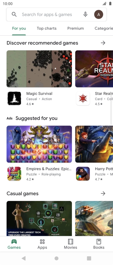 Press the search field.