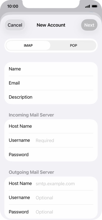 Press IMAP.