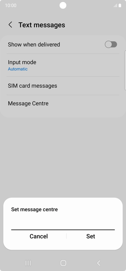Key in +447958879879 and press Set.