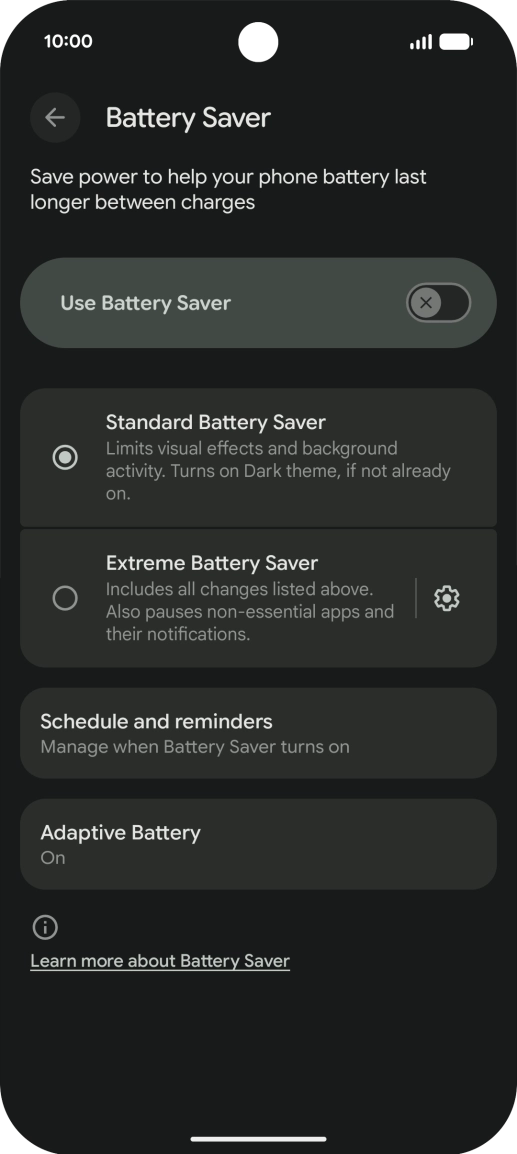 Press the required settings to turn them on or off.