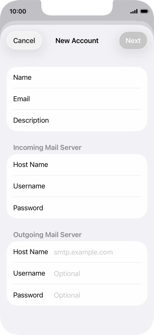 Press Host Name and key in the name of your email provider's outgoing server.