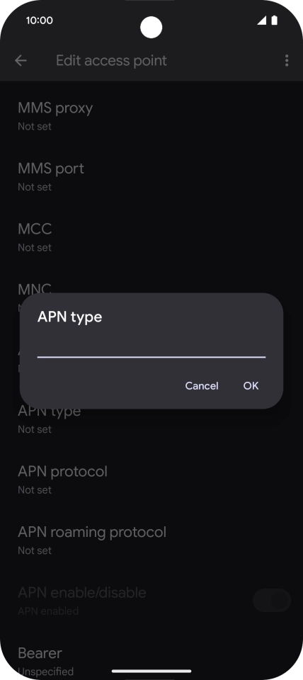 Key in default and press OK.