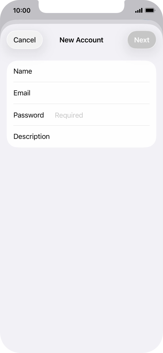 Press Password and key in the password for your email account.