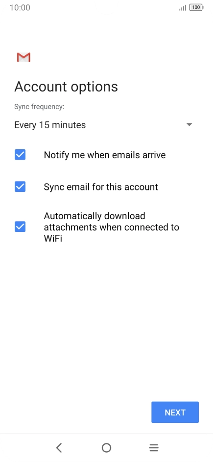 If this screen is displayed, you email account has been recognised and set up automatically. Follow the instructions on the screen to key in more information and finish setting up your phone.