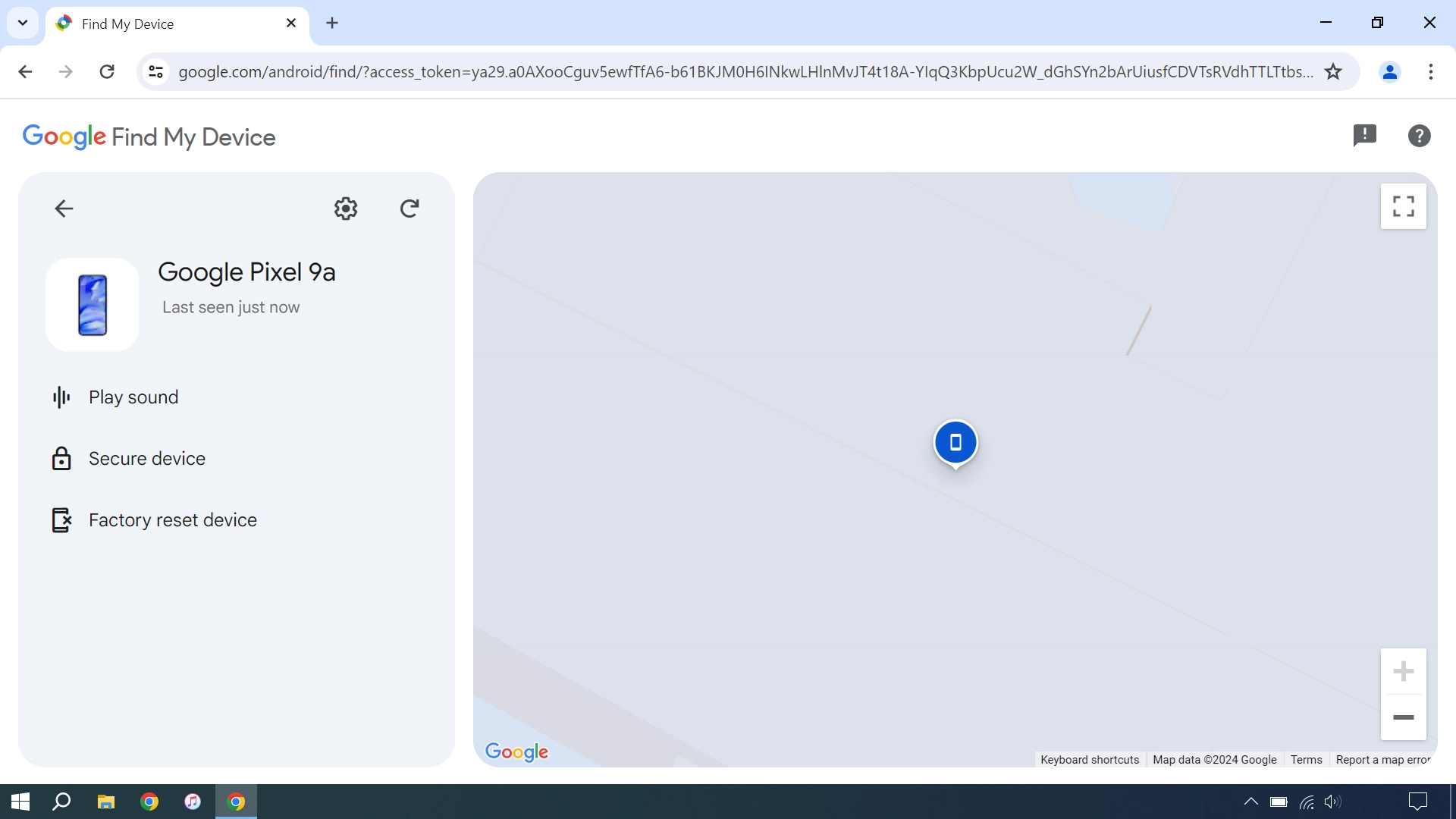 Your phone's latest position is displayed on the map.