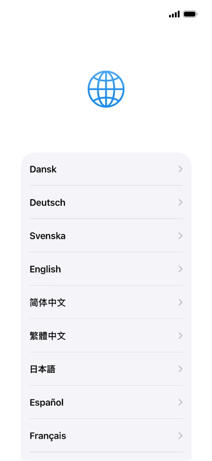 Press the required language.
