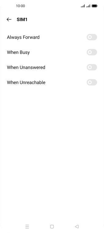 Press the indicator next to the required divert type.