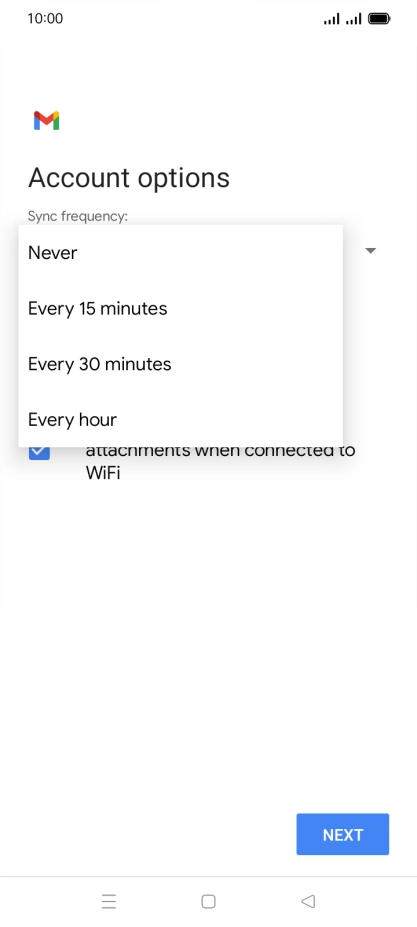 Press the required setting.