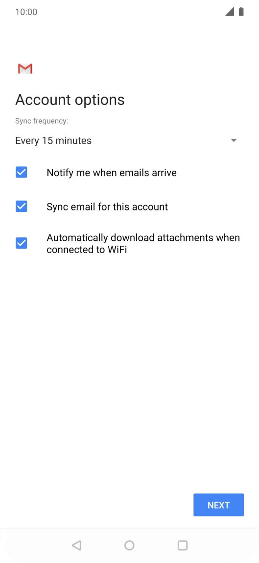 If this screen is displayed, you email account has been recognised and set up automatically. Follow the instructions on the screen to key in more information and finish setting up your phone.