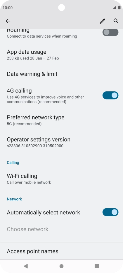 Press Preferred network type.