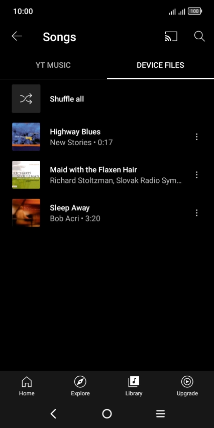 Press the required audio file.