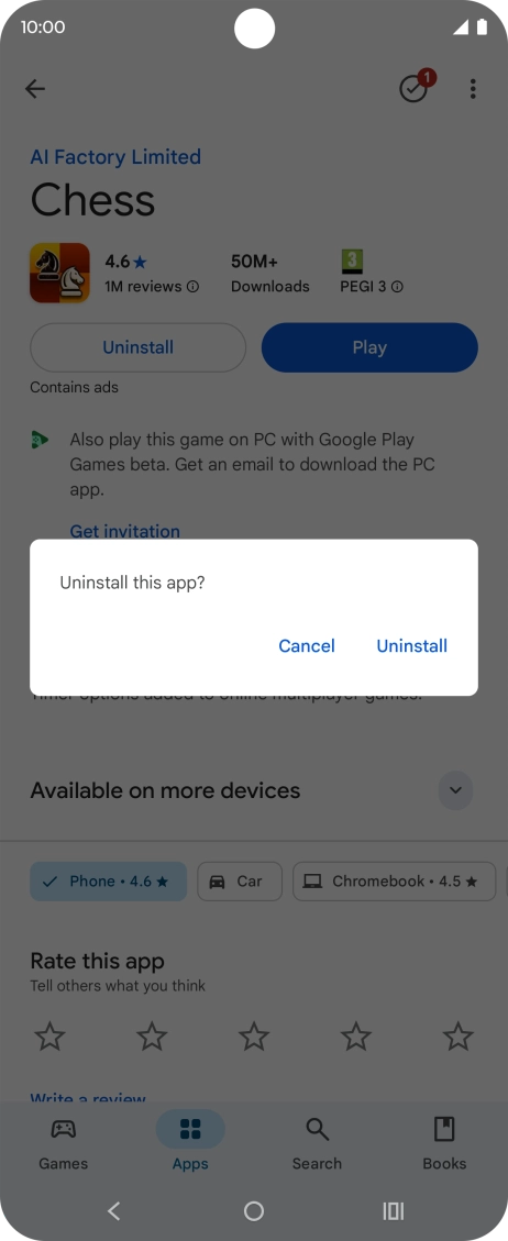 Press Uninstall.