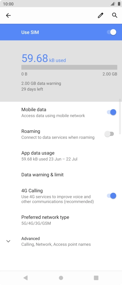 Press Preferred network type.