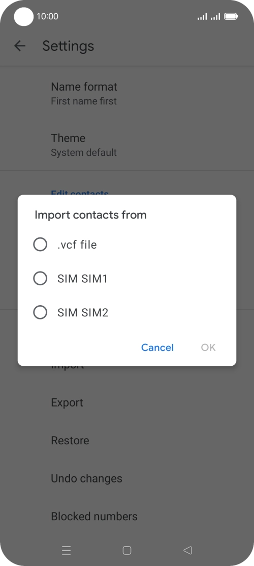 Press the required SIM.