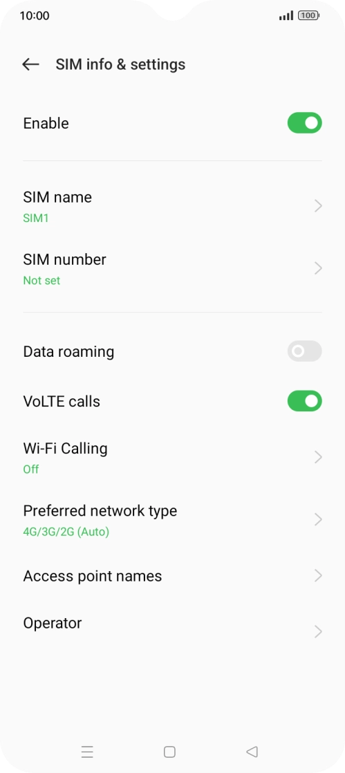 Press Prefered network type.