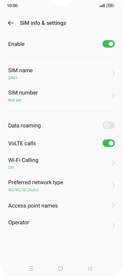 Press Prefered network type.