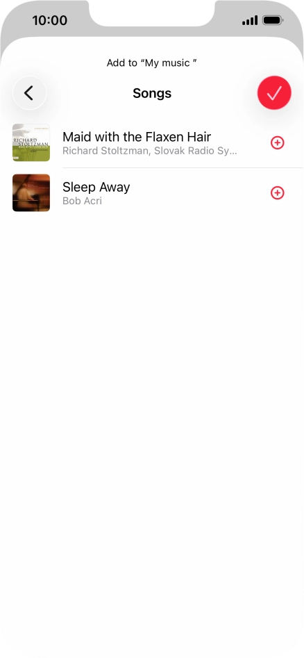 Go to the required category and press the add icon next to the required audio file.