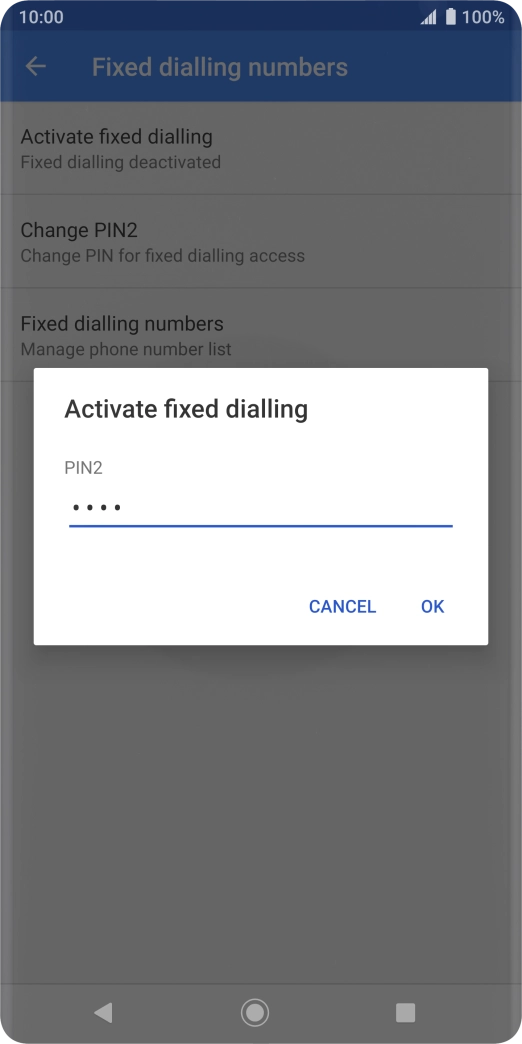 Key in your PIN2 and press OK. The default PIN2 is 0000.