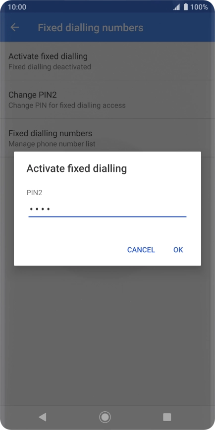 Key in your PIN2 and press OK. The default PIN2 is 0000.