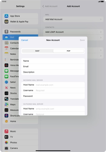 Press Host Name and key in the name of your email provider's incoming server.