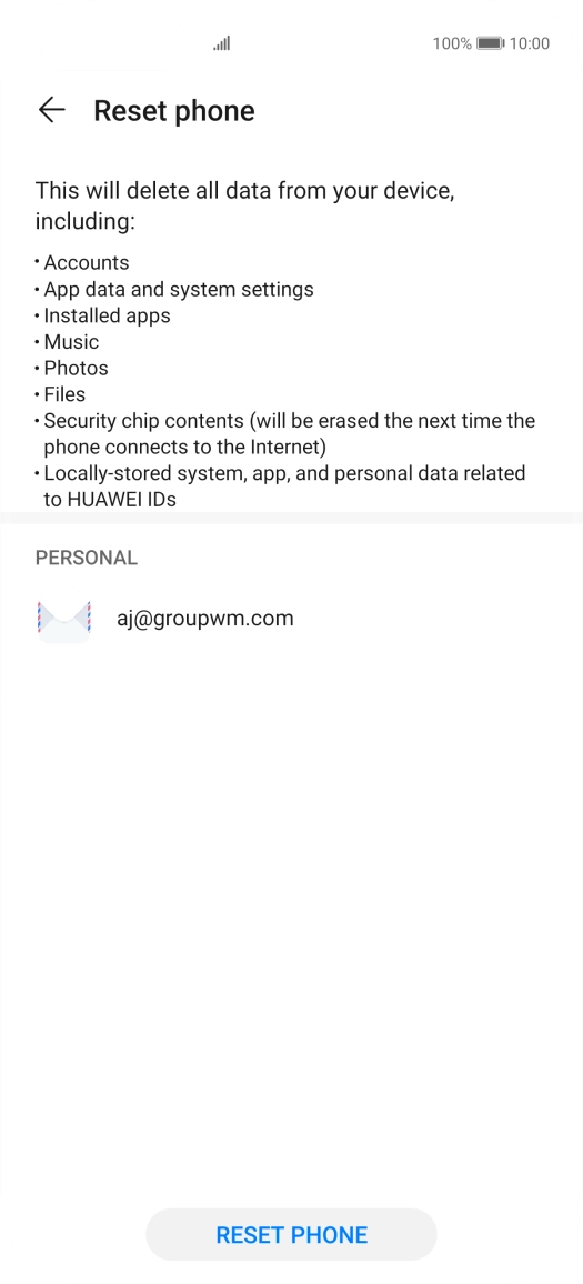 Press RESET PHONE.