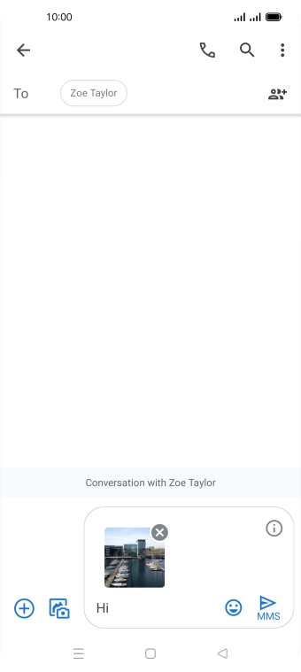 Press the send icon when you've finished your MMS.
