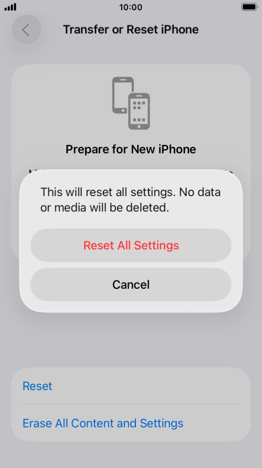 Press Reset All Settings.