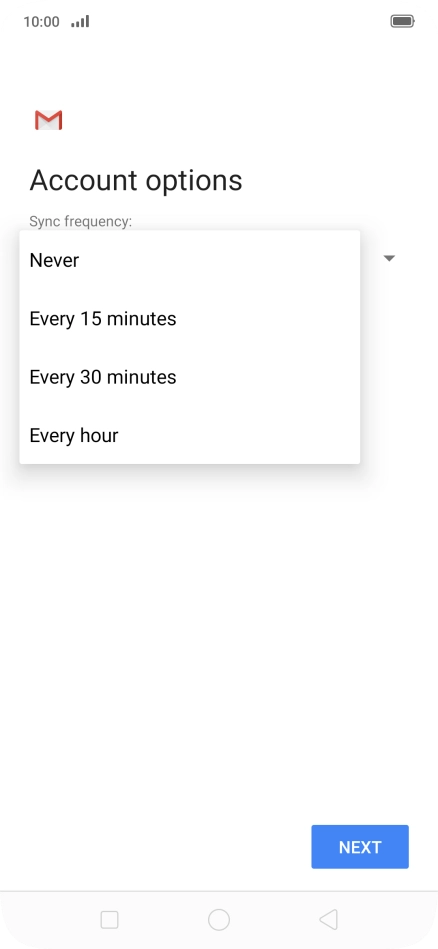 Press the required setting.