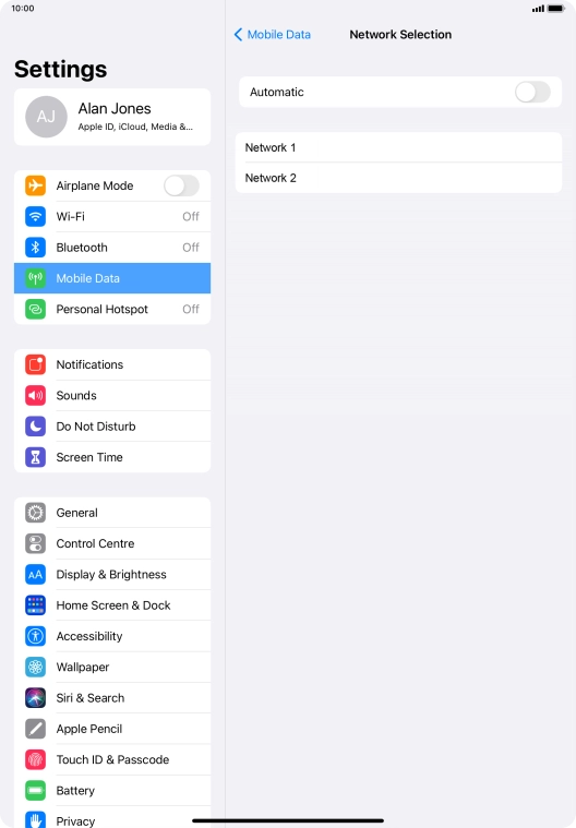 If you turn off the function, press the required network.