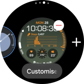 Press the required watch face.