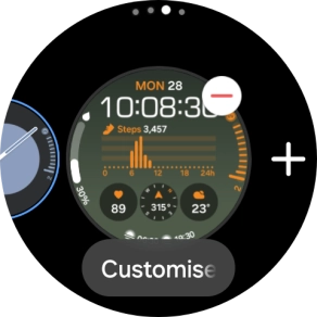 Press the required watch face.