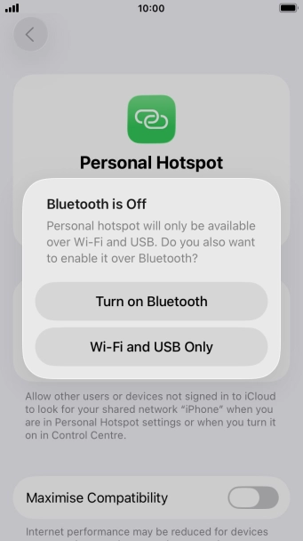 If Wi-Fi is turned on, press Wi-Fi and USB Only.