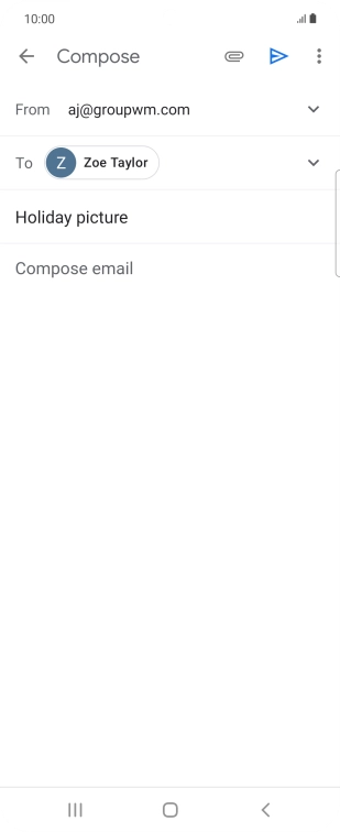 Press the text input field and write the text for your email.
