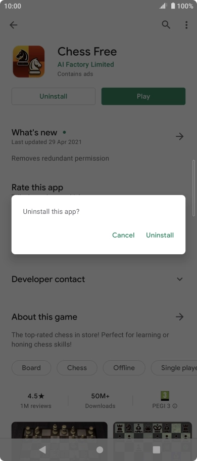 Press Uninstall.