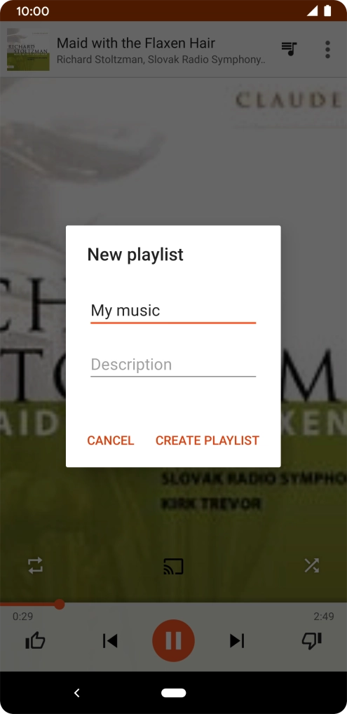 Key in a name for the playlist and press CREATE PLAYLIST.