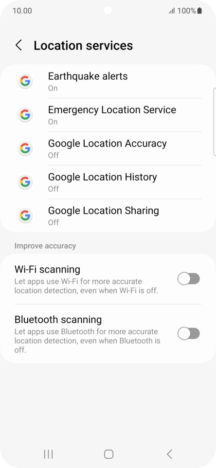 Press Google Location Accuracy.