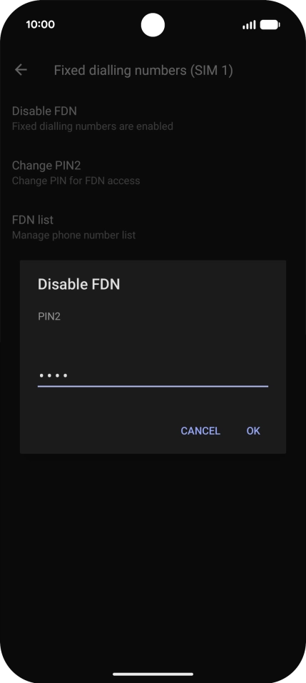 Key in your PIN2 and press OK. The default PIN2 is 0000.