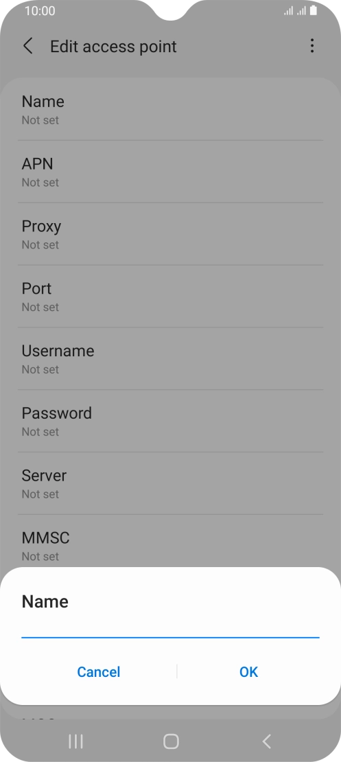 Key in EE Internet and press OK.