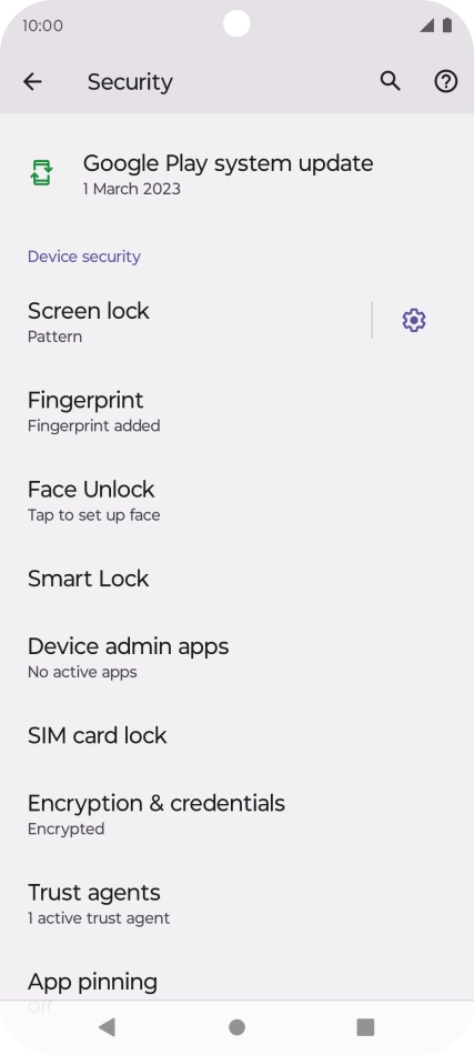 Press Screen lock and key in the additional phone lock code you created earlier.