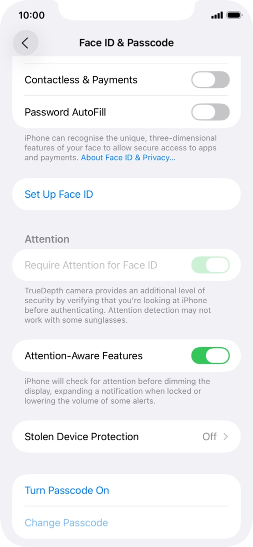 Press Turn Passcode On and key in a phone lock code of your own choice twice.