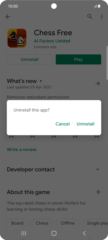 Press Uninstall.