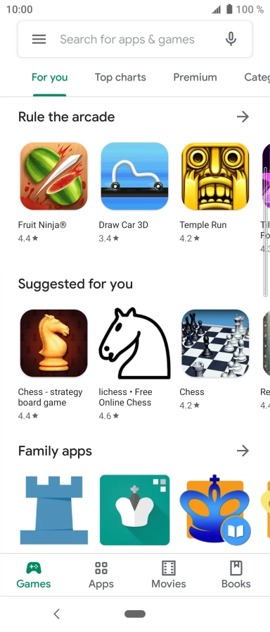 Press the search field.