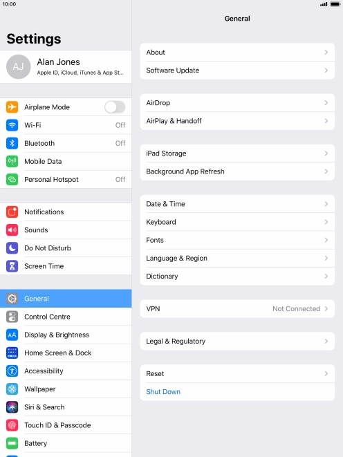 Press Personal Hotspot.