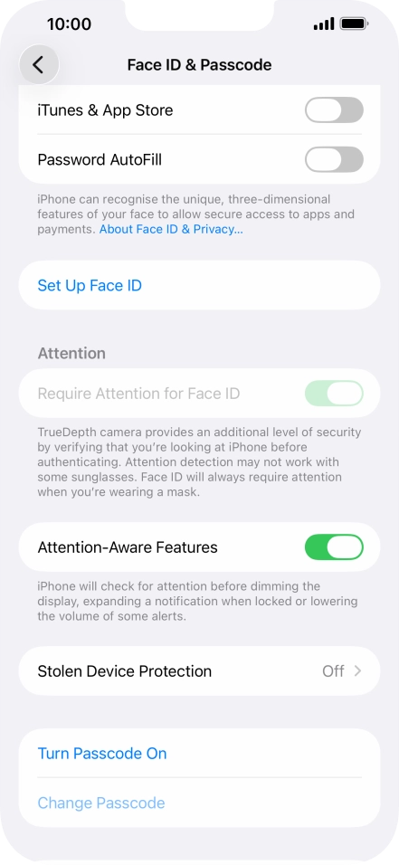 Press Turn Passcode On and key in a phone lock code of your own choice twice.