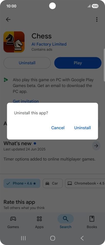 Press Uninstall.
